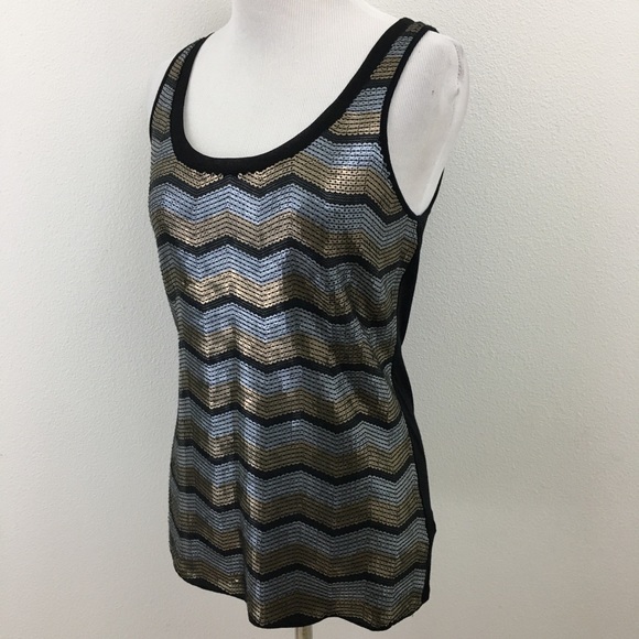 Express | Chevron Sequin Tank Top - Picture 1 of 8